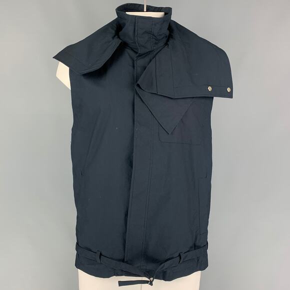 3.1 PHILLIP LIM Size S Navy Cotton High Collar Vest - Picture 1 of 5